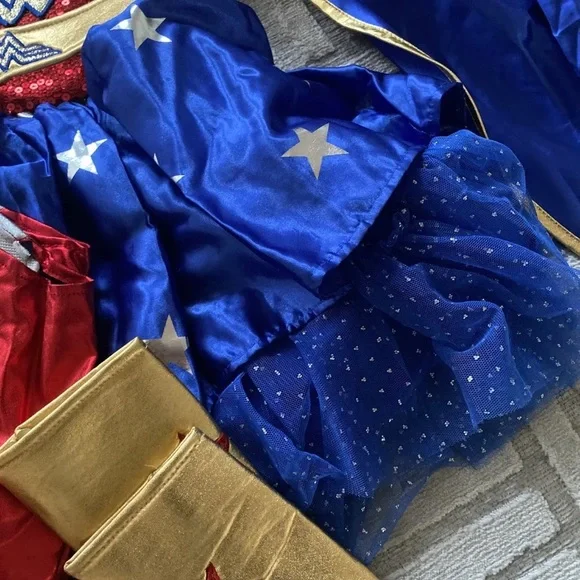 wonder women super hero halloween kids cape dress set small dc full costume